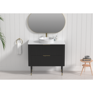 Line R-Corner Matte Black  All Drawers Vanity Cabinet Only